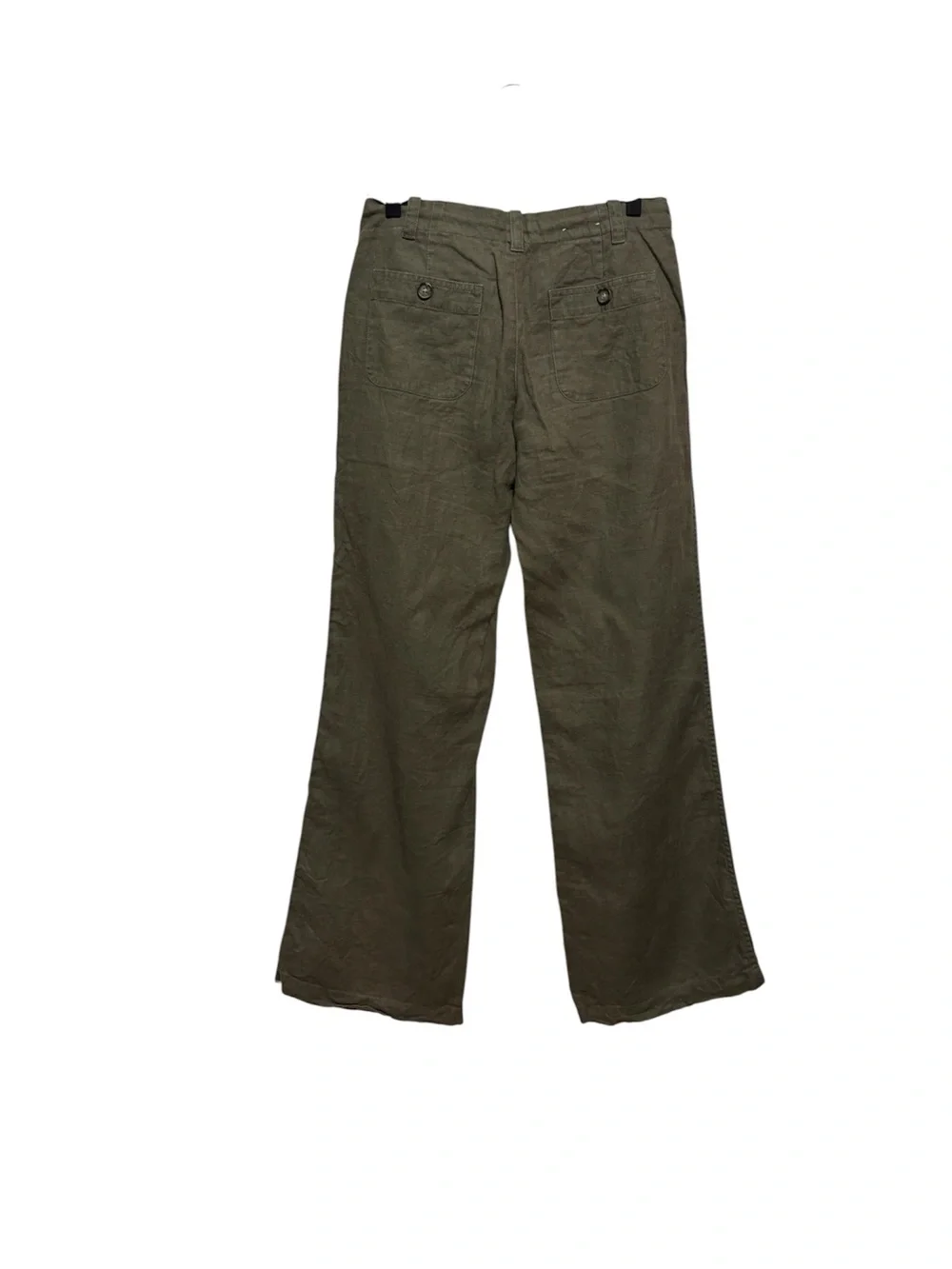 Banana Republic Olive Linen Drawstring Wide-Leg Chinos